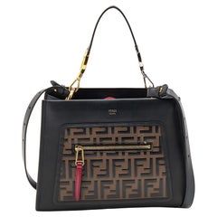 Fendi Black/Brown Zucca Leather Small Runaway Shoulder Bag