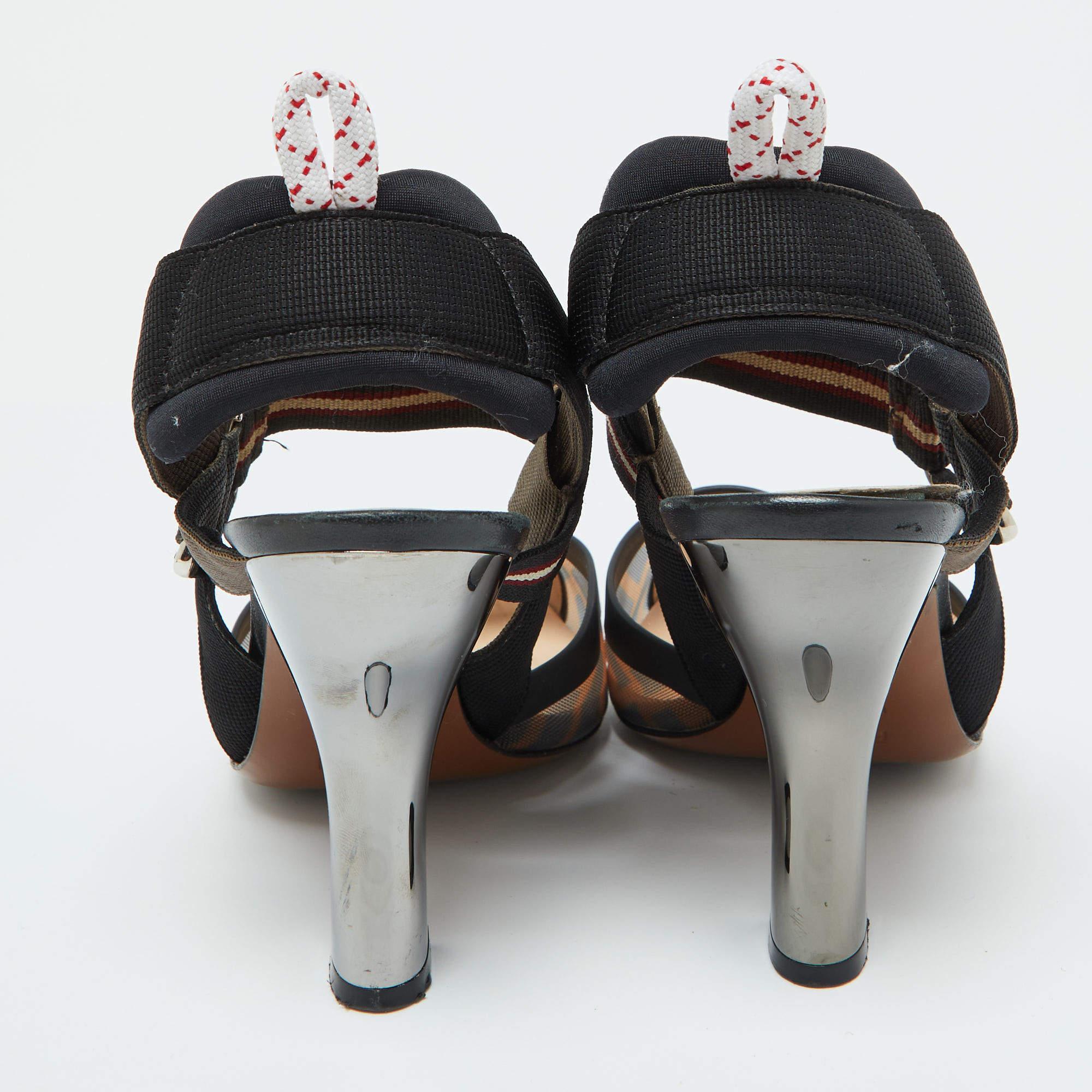 Fendi Bombas Colibri de Malla y Lona Zucca Marrón/Negro Talla 36 1