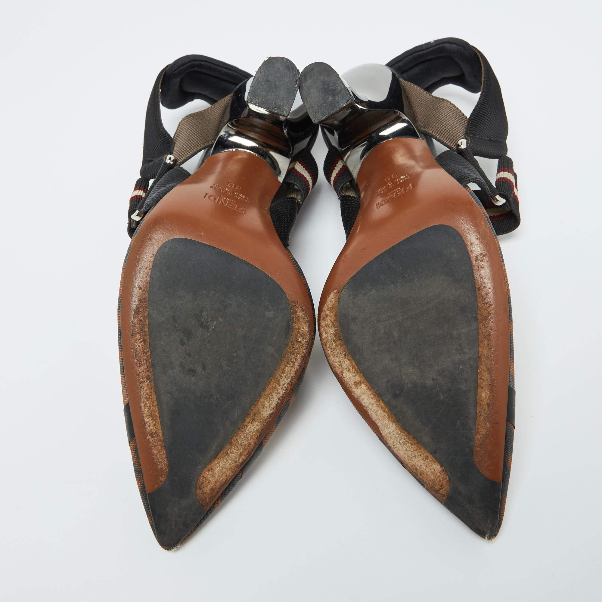 Fendi Bombas Colibri de Malla y Lona Zucca Marrón/Negro Talla 36 2