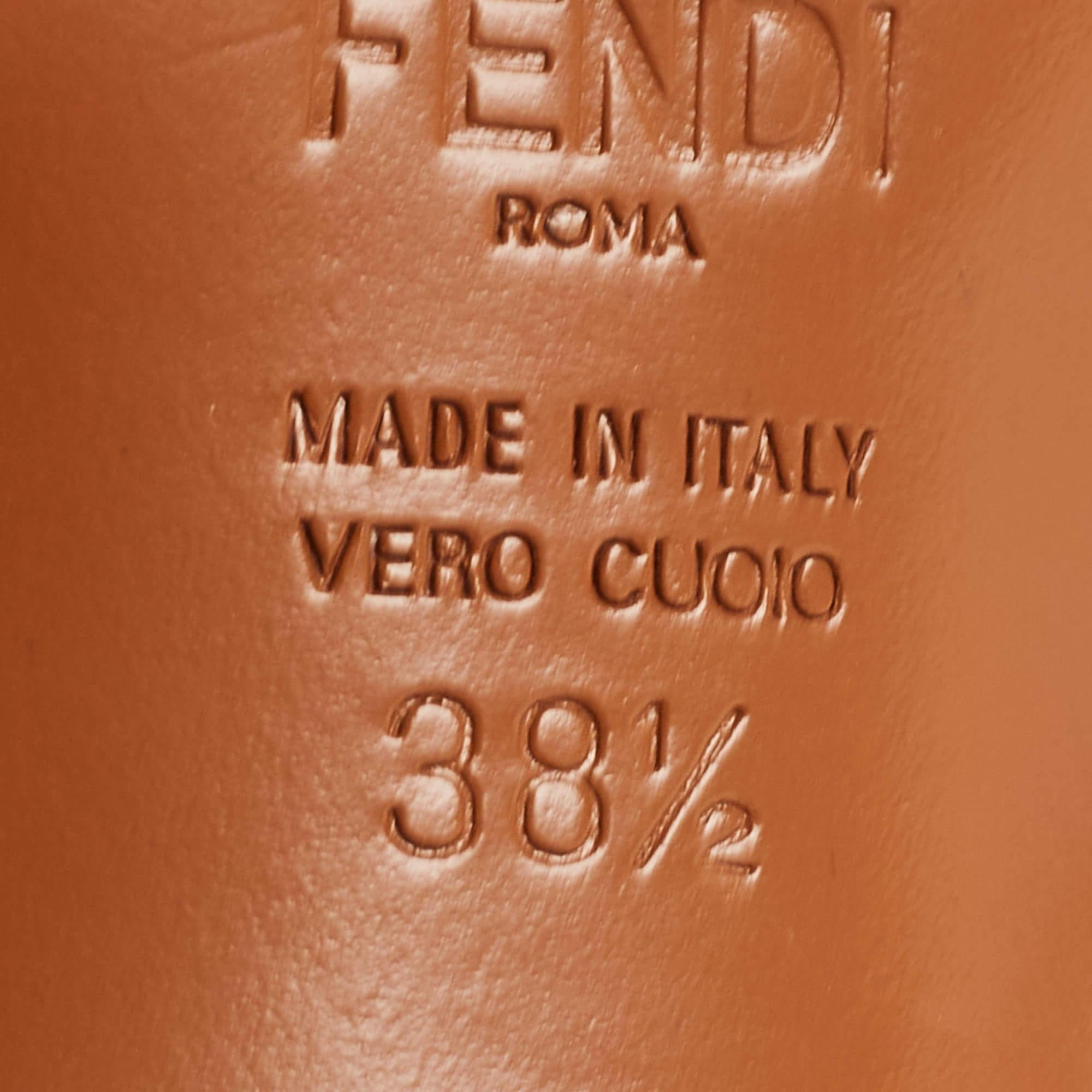 Fendi Black/Brown Zucca Mesh and Leather Colibri Pumps Size 38.5 4
