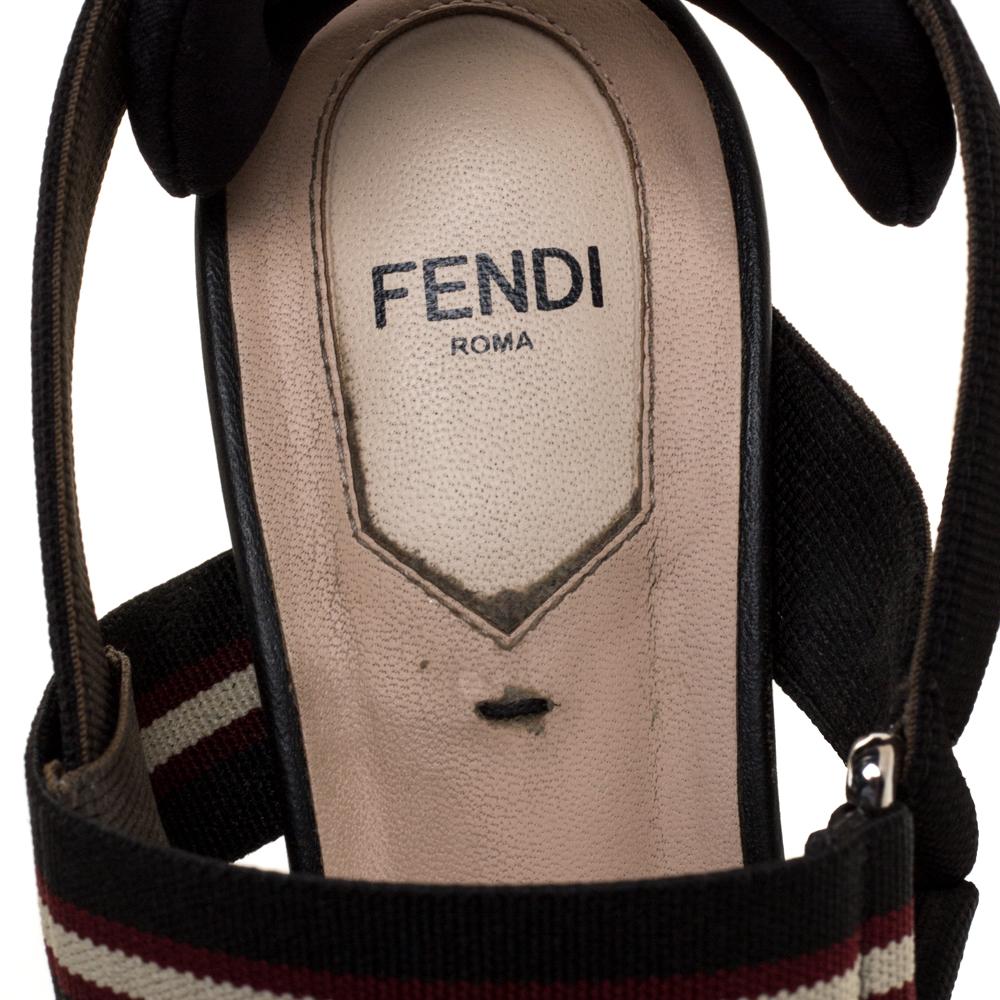 Fendi Black/Brown Zucca Mesh Colibri Slingback Pumps Size 38.5 2