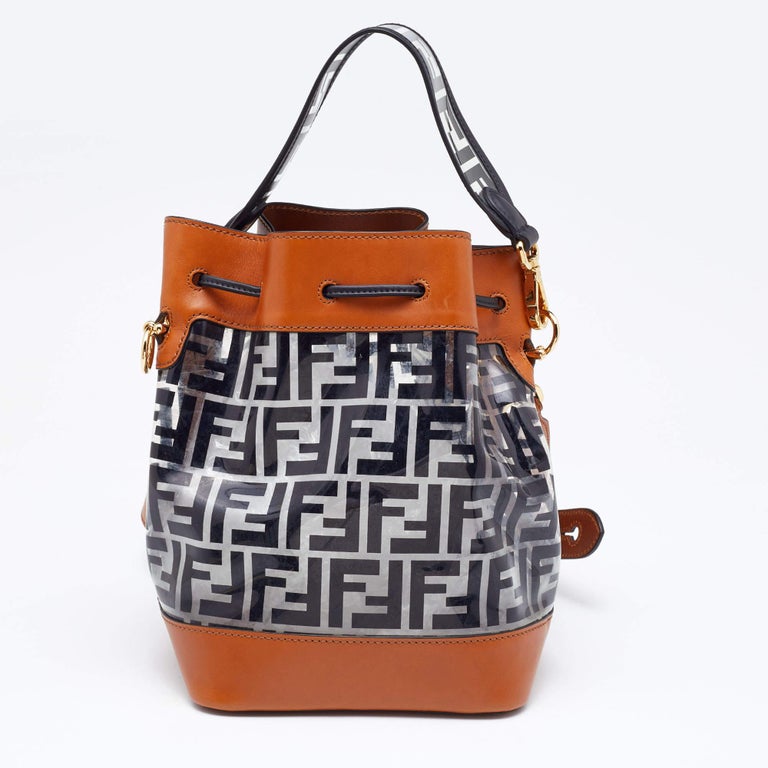 Fendi Brown/Black Zucca Coated Canvas and Leather Mon Tresor Bucket Bag at  1stDibs