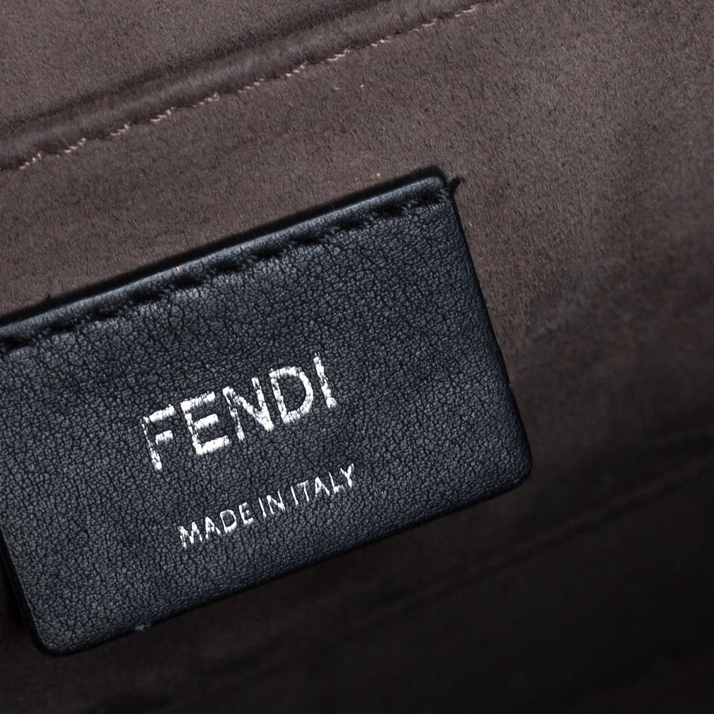 Fendi Black/Brown Zucca Velvet and Leather Kan I F Logo Shoulder Bag 3