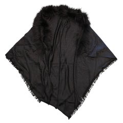 Fendi black cachemire and fur poncho