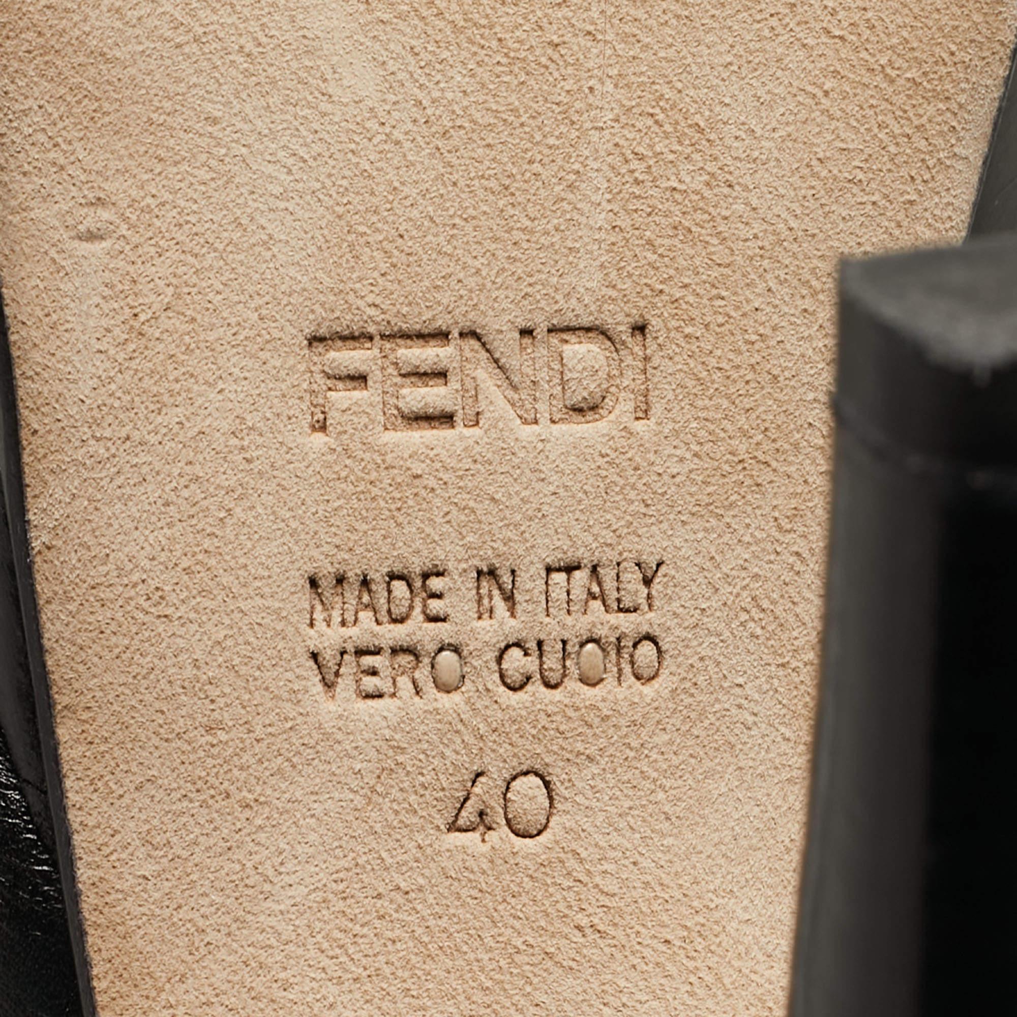 Fendi Black Calf and Leather Knee Length Boots Size 40 For Sale 1