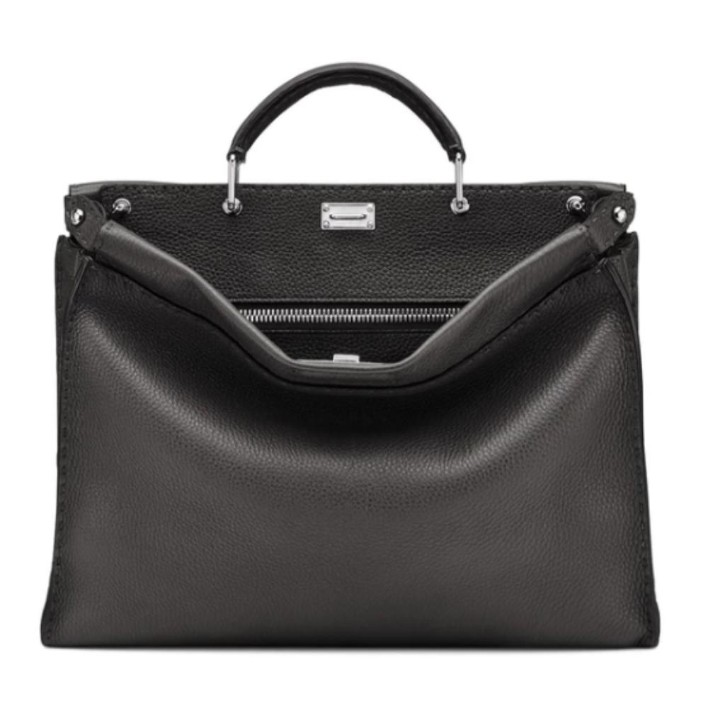 Fendi Black Calfskin Iconic Peekaboo Fit Bag For Sale 3