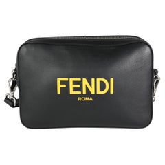 Fendi Black Calfskin & Sunflower Logo Mini Camera Bag
