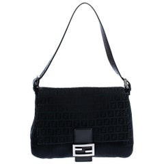 Fendi Black Canvas and Leather Mama Baguette Bag