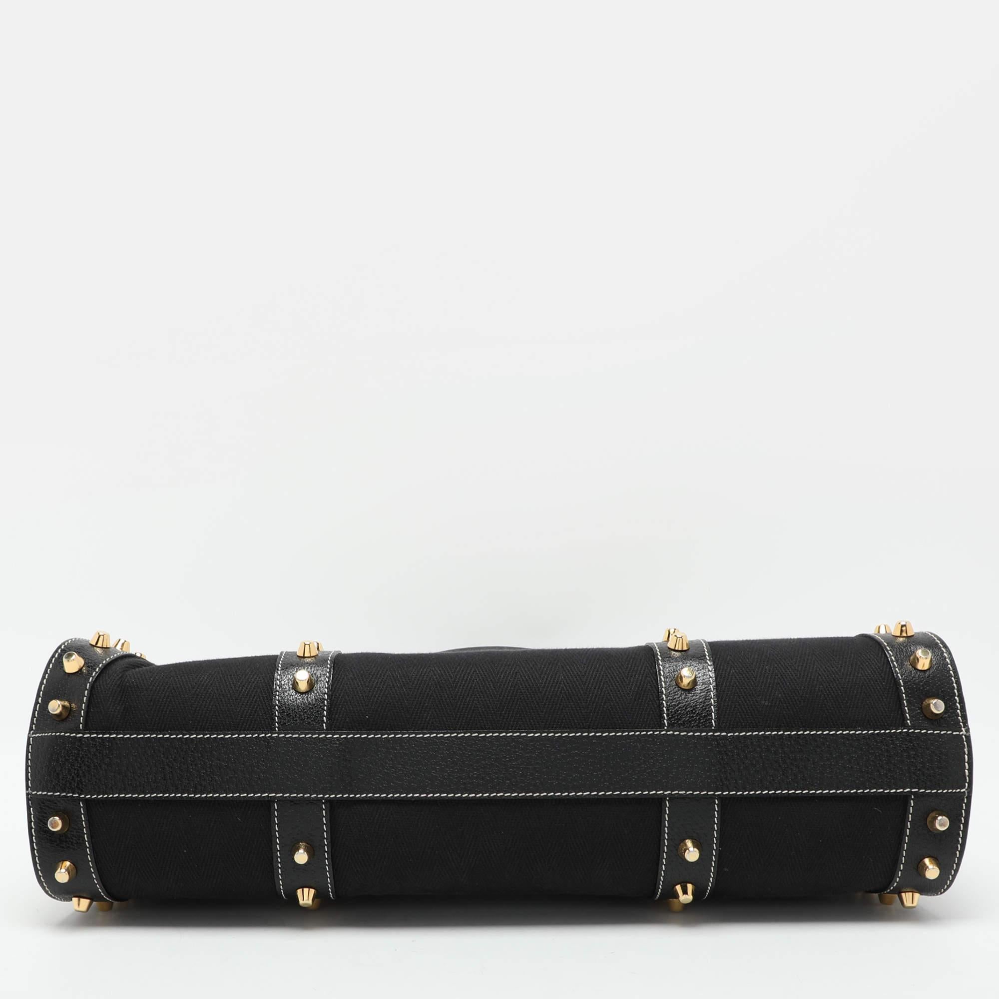 Fendi Black Canvas and Leather Selleria Embellished Satchel 2
