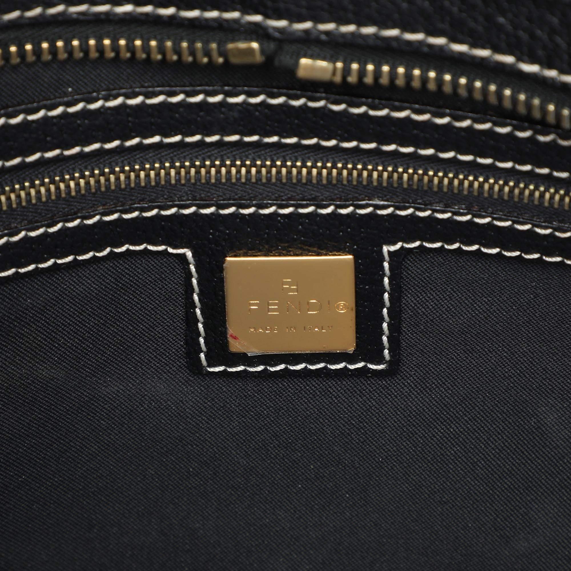 Fendi Black Canvas and Leather Selleria Embellished Satchel 4