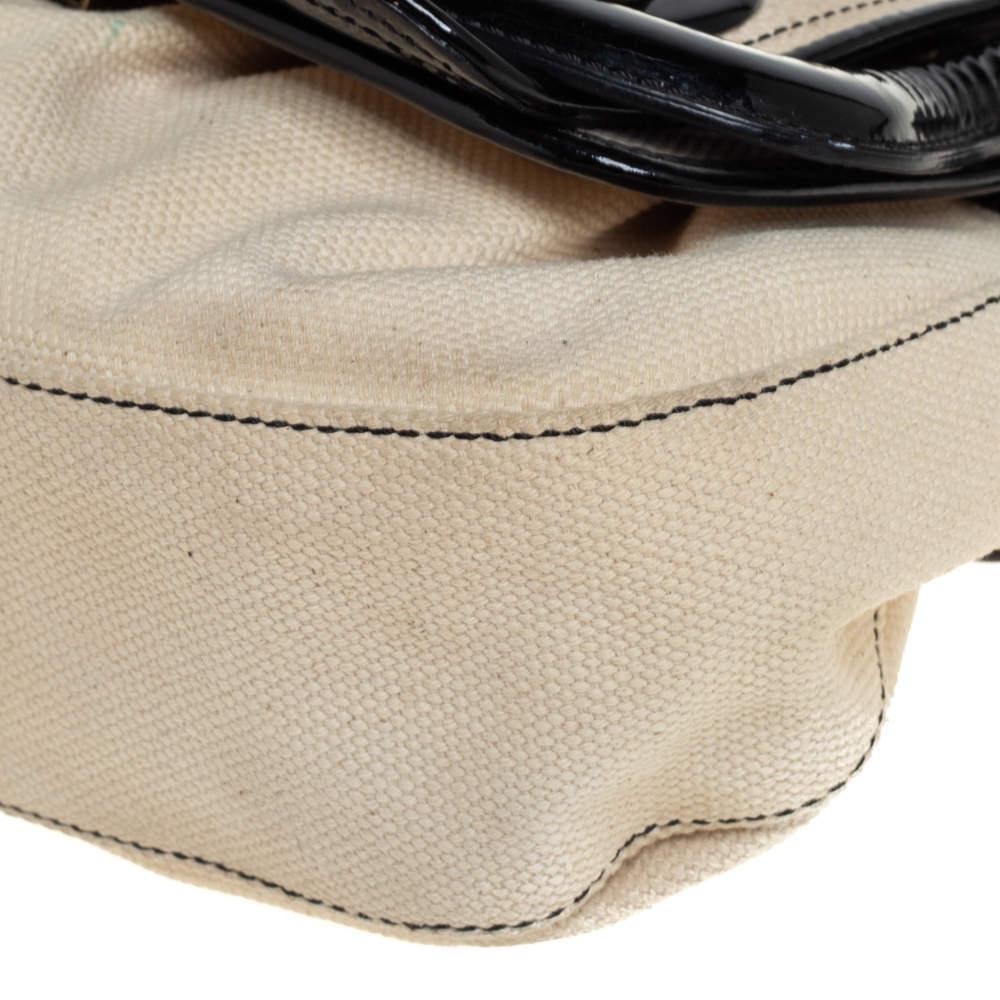 Fendi Black Canvas and Patent Leather B Shoulder Bag For Sale 4