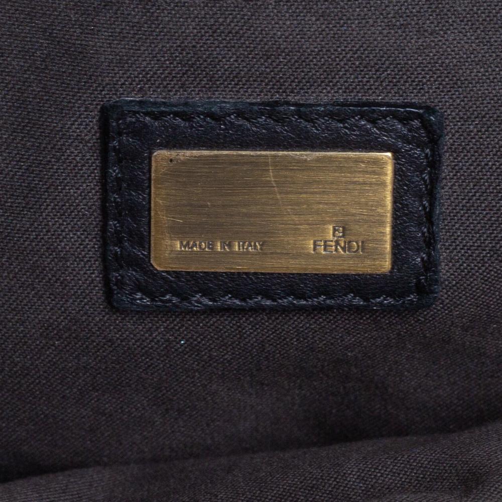 Fendi Black Canvas and Patent Leather B Shoulder Bag For Sale 6