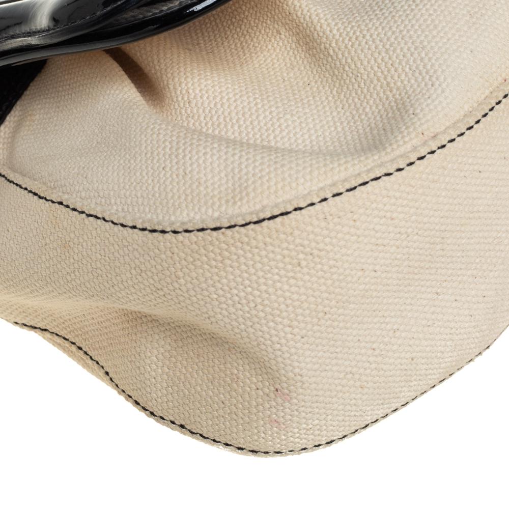 Fendi Black Canvas and Patent Leather B Shoulder Bag For Sale 2