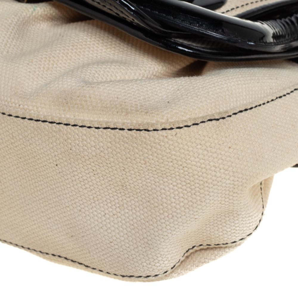 Fendi Black Canvas and Patent Leather B Shoulder Bag For Sale 3