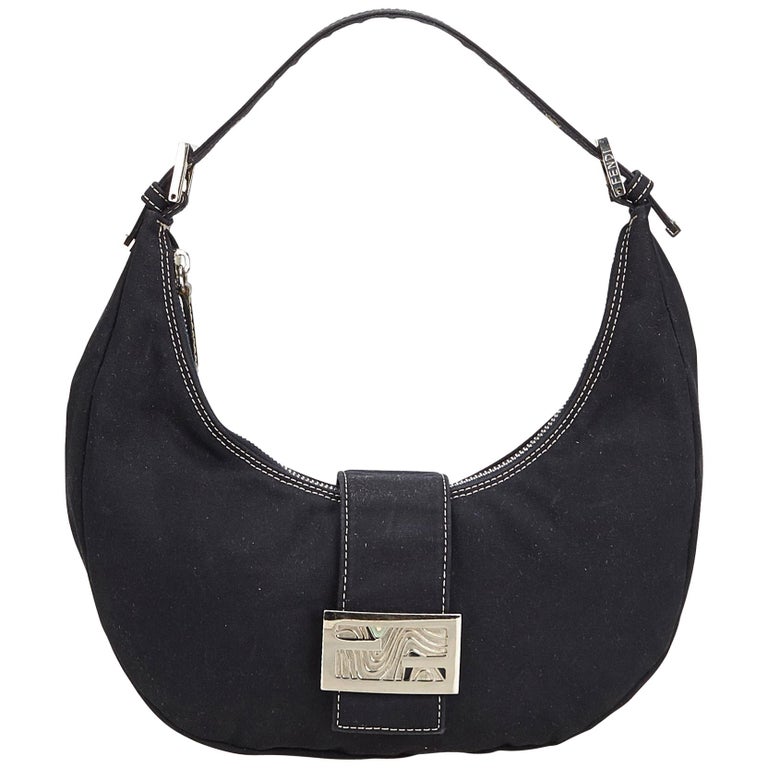 Fendi Black Canvas Hobo Bag