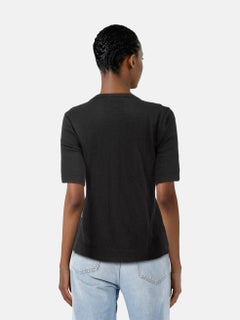 Fendi Black Cashmere Floral Embroidered Top Size M