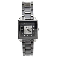 Fendi Black Ceramic Stainless Steel Diamond Quadro 6200G Women's Wristwatch 30 m