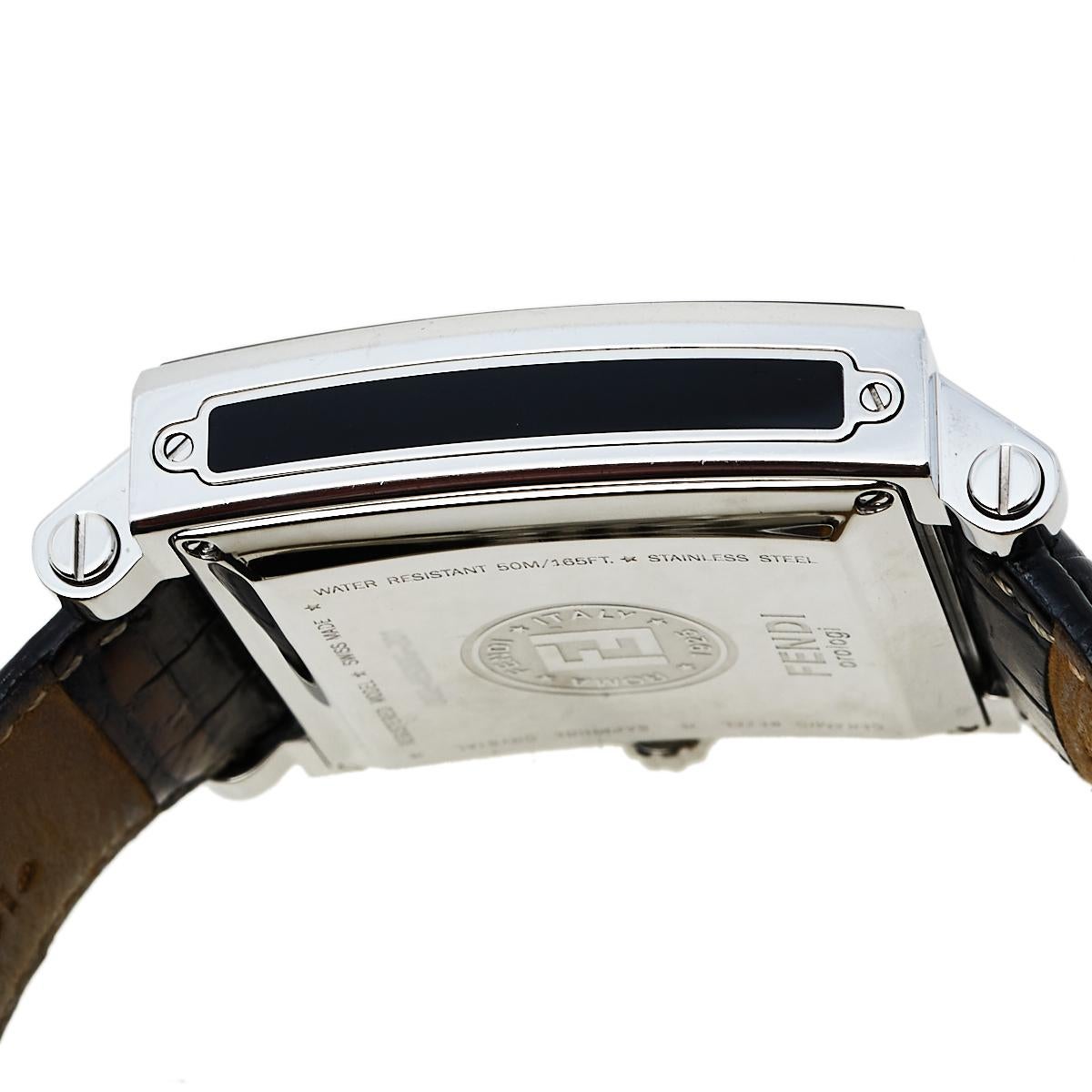 Fendi Black Ceramic Stainless Steel Quadro 6500G Men's Wristwatch 39 mm In Fair Condition In Dubai, Al Qouz 2