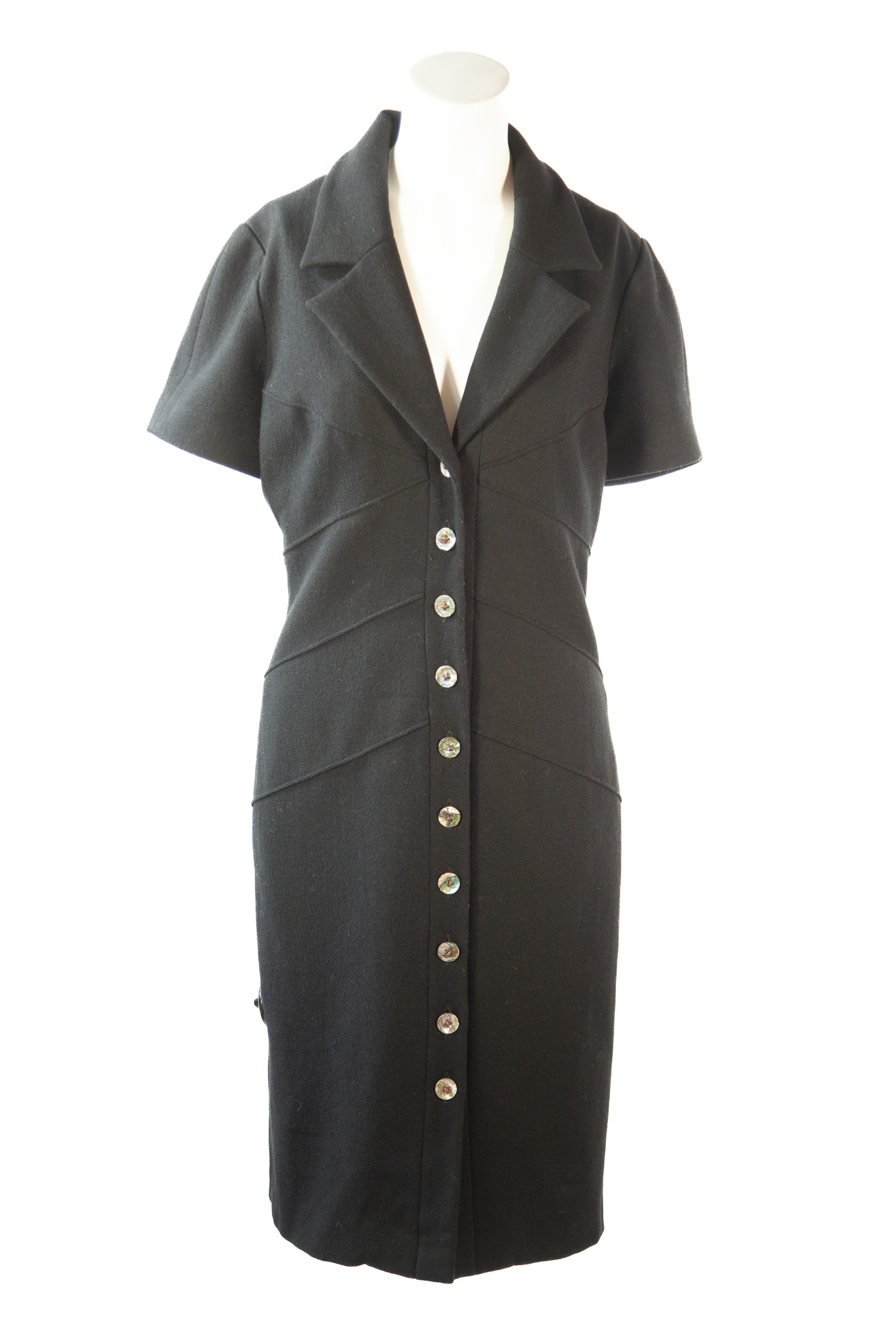 Fendi Black Collared Midi Dress  In Excellent Condition For Sale In Kingston, NY