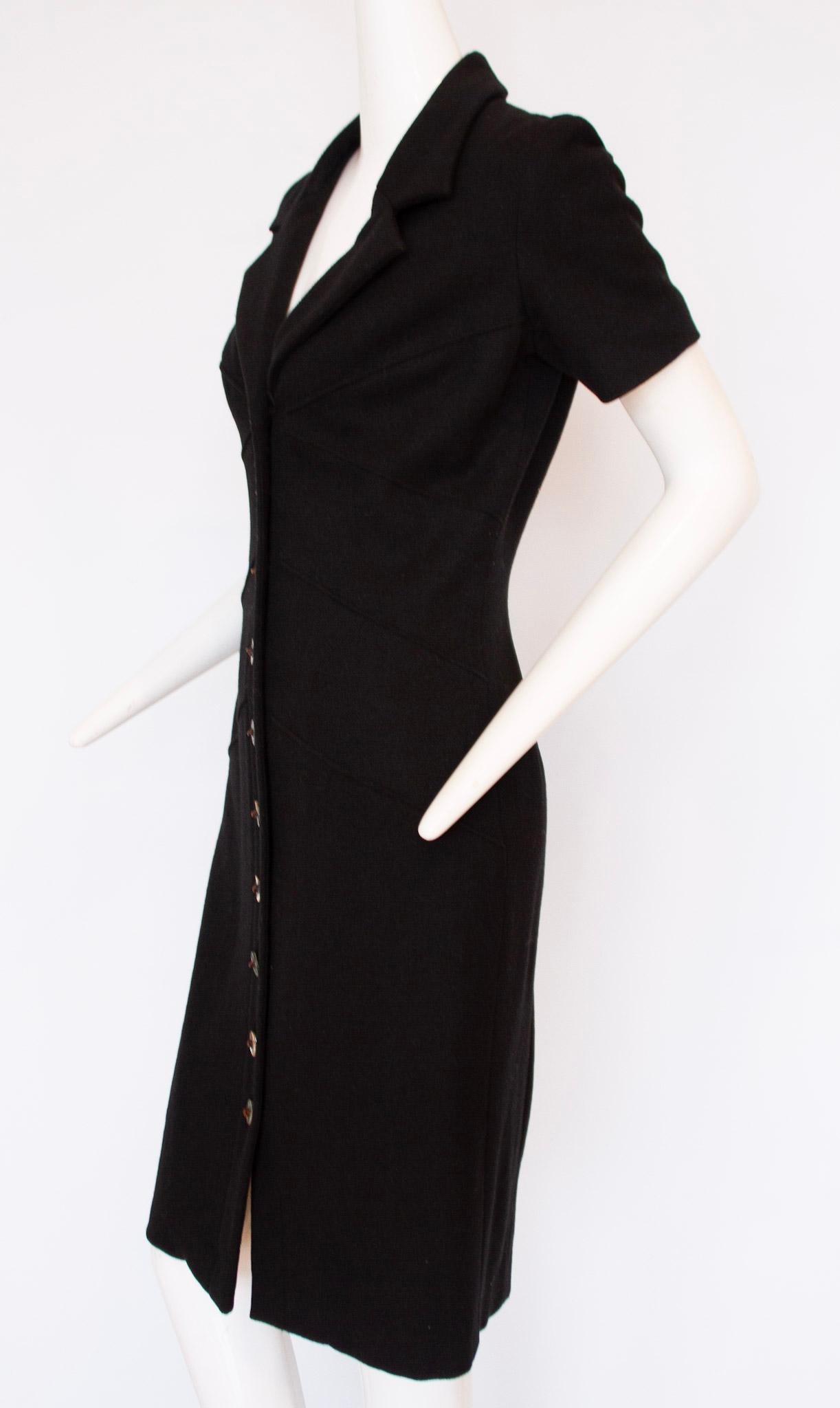 Fendi Black Collared Midi Dress  For Sale 2