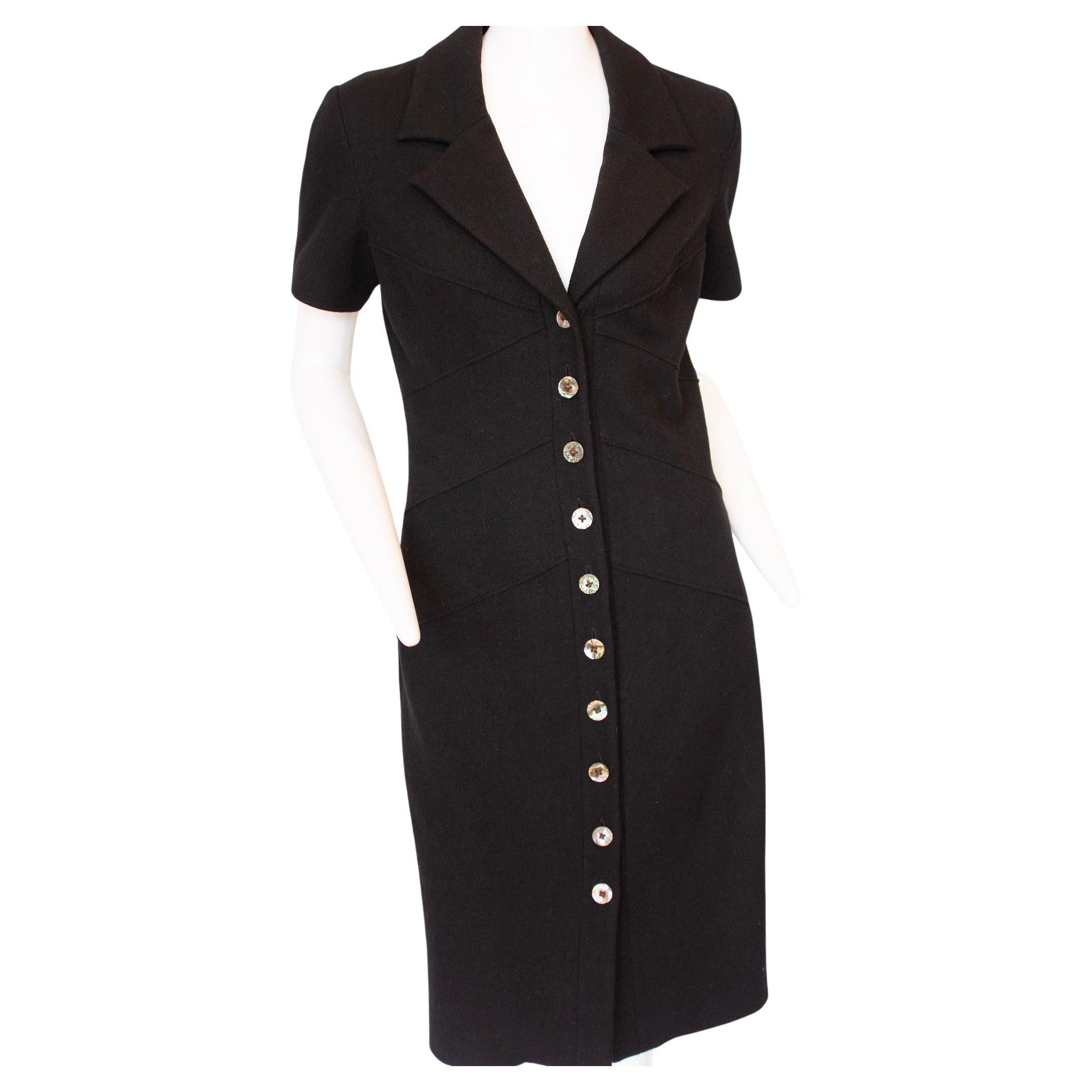 Fendi Black Collared Midi Dress  For Sale