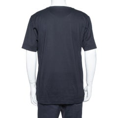 Fendi Black Color Block Cotton Logo Printed Roundneck T-Shirt L