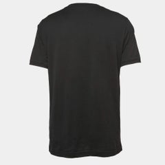 Fendi Black Cotton Applique Detailed Half Sleeve T-Shirt XXL