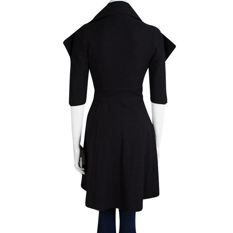 Fendi Black Cotton Double Breasted Dress Coat S For Sale at 1stDibs