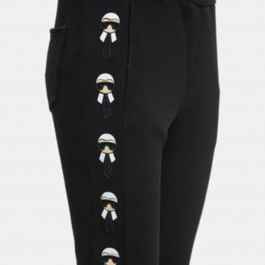 Fendi Karlito-Jogginghose aus schwarzer Baumwolle mit Streifendetails M (Schwarz) im Angebot