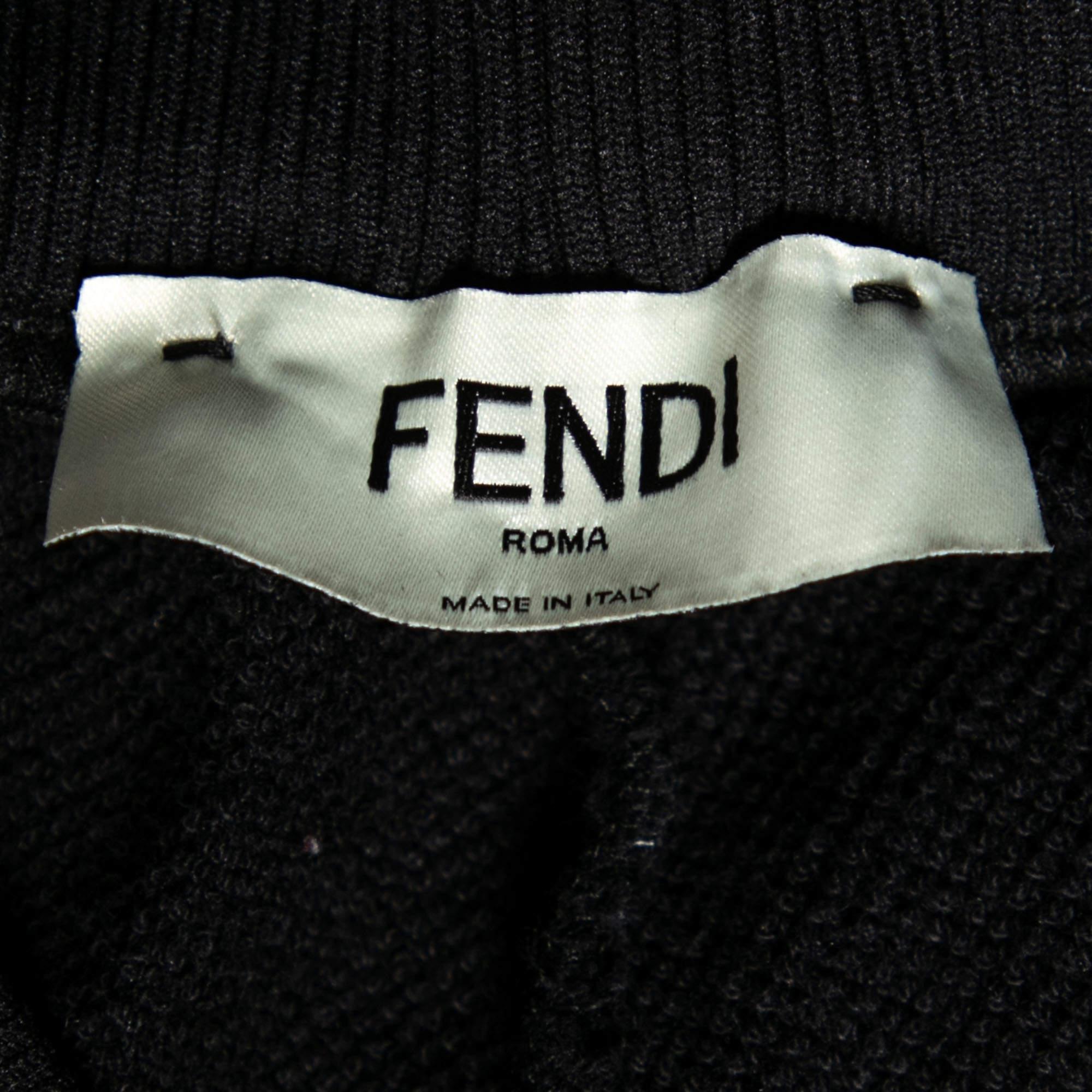Women's Fendi Black Cotton Logo Tape Trimmed Track Pants M For Sale