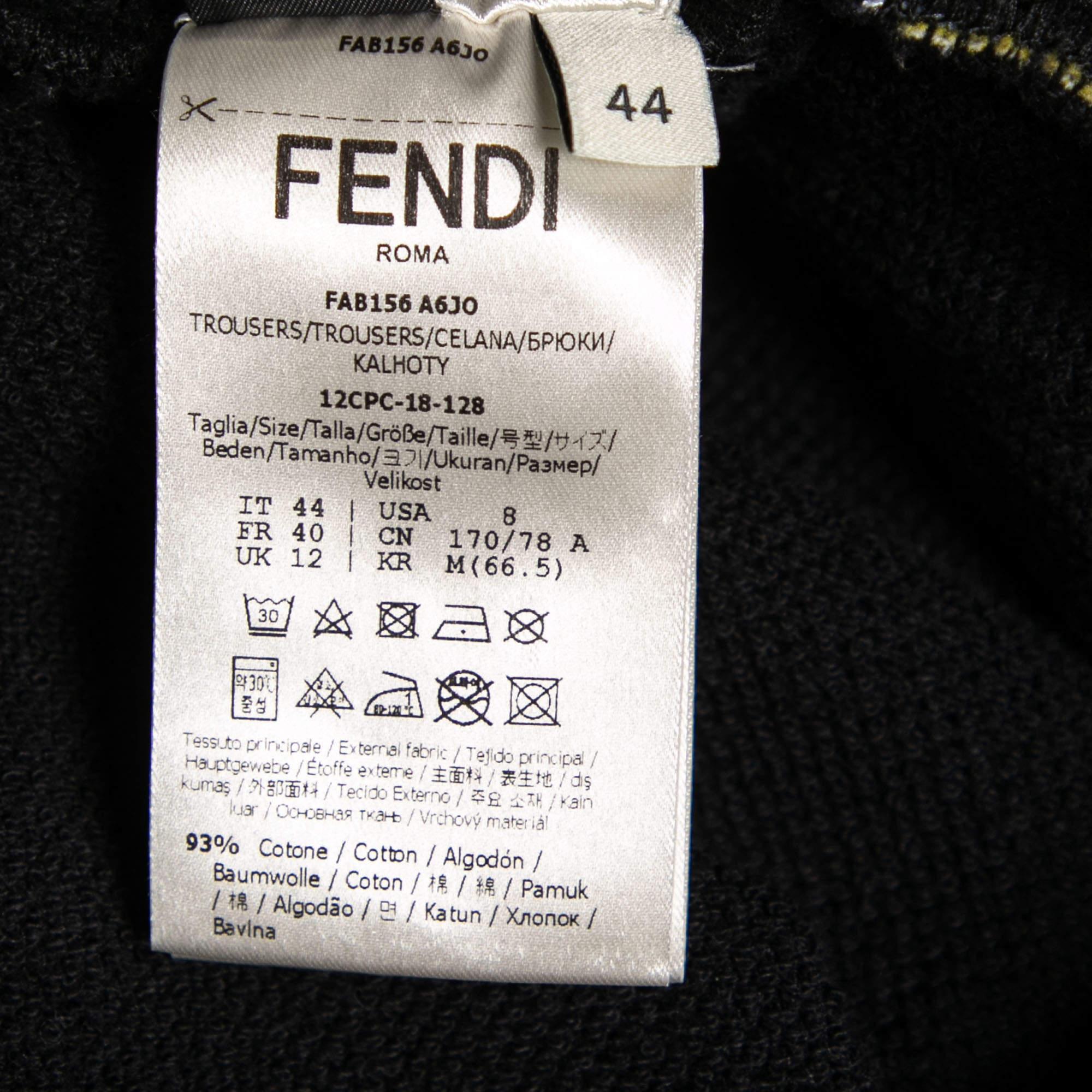 Fendi Black Cotton Logo Tape Trimmed Track Pants M For Sale 1