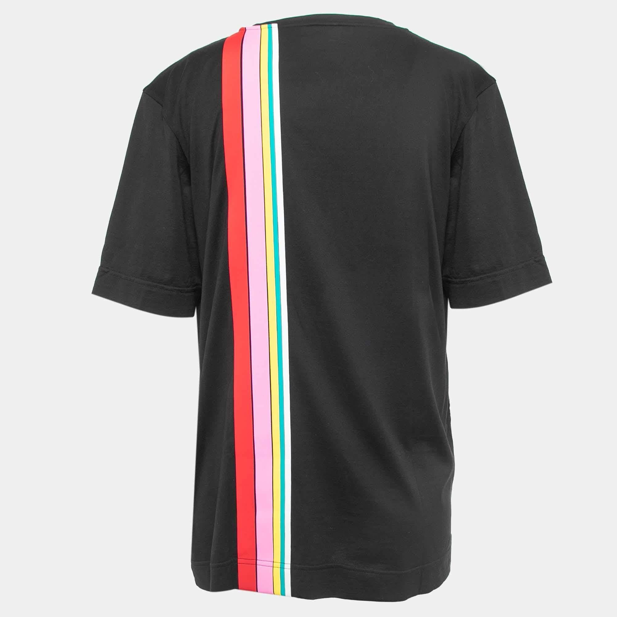 Fendi Black Cotton Roma Amore Graphic T-Shirt L In Excellent Condition In Dubai, Al Qouz 2