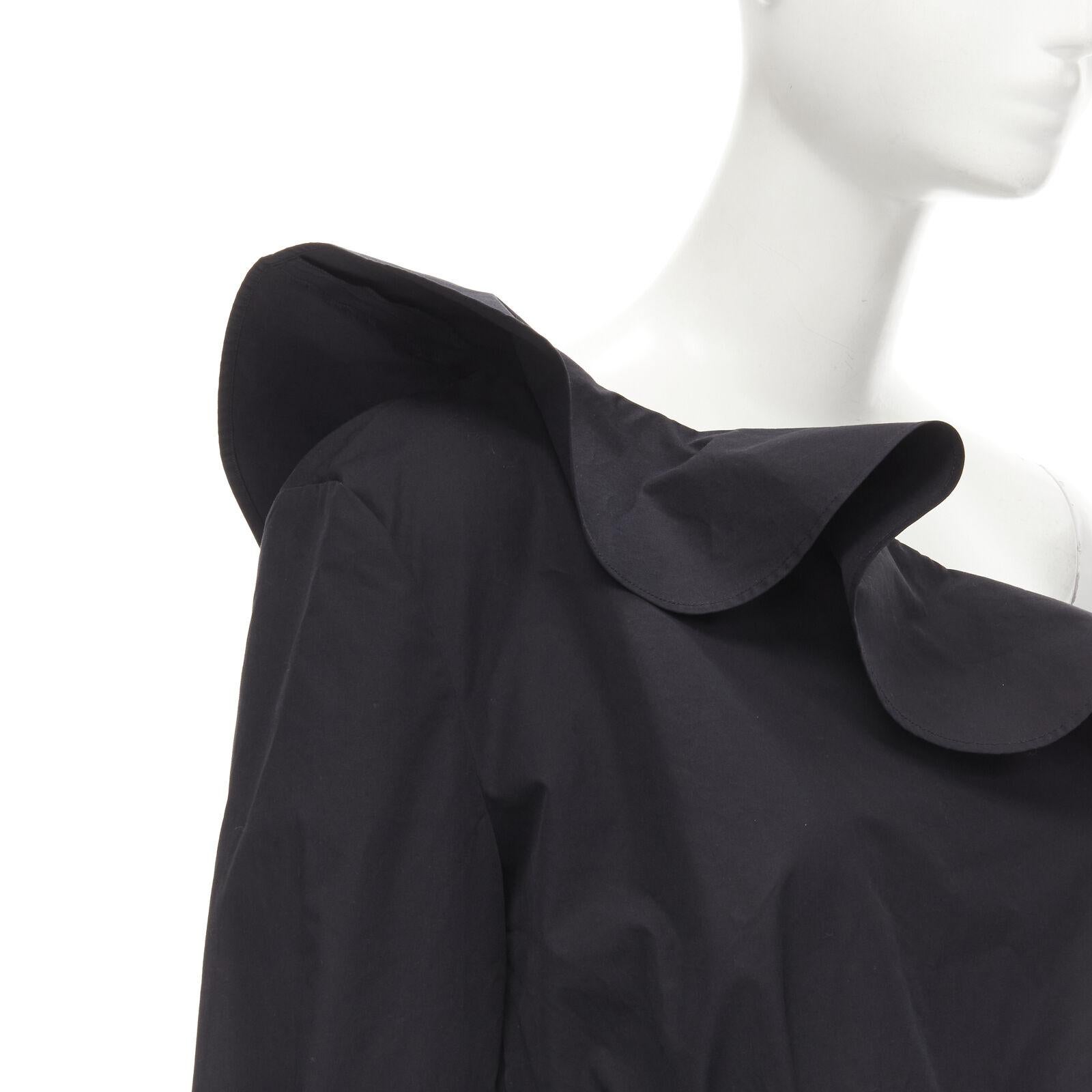 FENDI black cotton ruffle one shoulder belted peplum top IT42 M For Sale 1