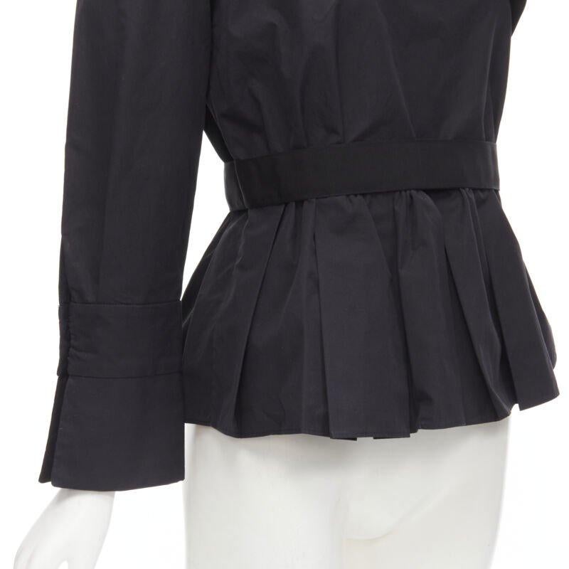 FENDI black cotton ruffle one shoulder belted peplum top IT42 M For Sale 2