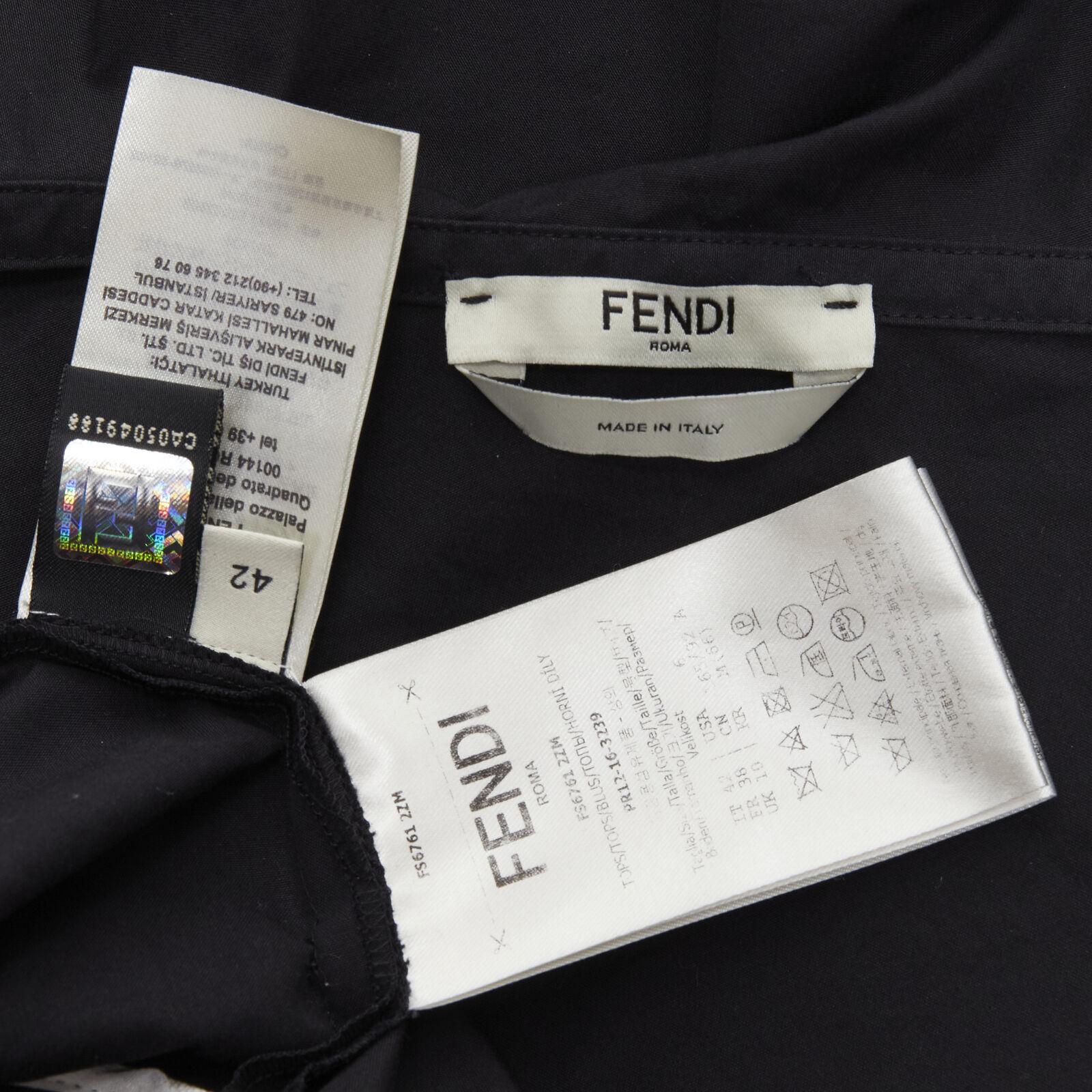 FENDI black cotton ruffle one shoulder belted peplum top IT42 M For Sale 3