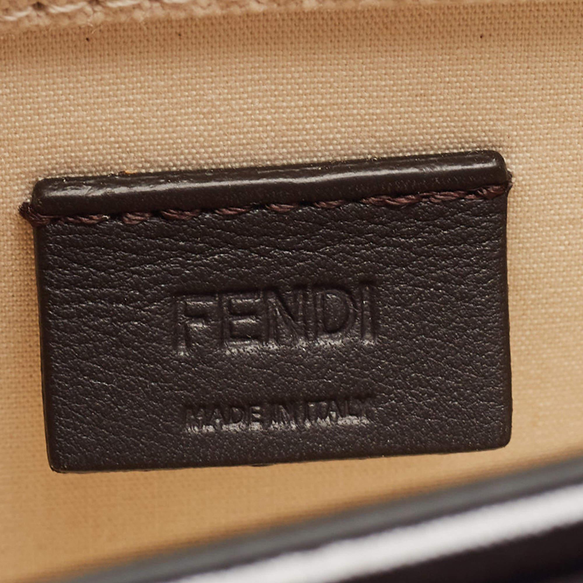 Fendi Black/Cream Patent Leather and Canvas Mini Sunshine Tote 6
