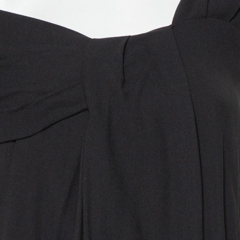 Fendi Crepé Negro Plisado Un Hombro Mini Vestido S 2