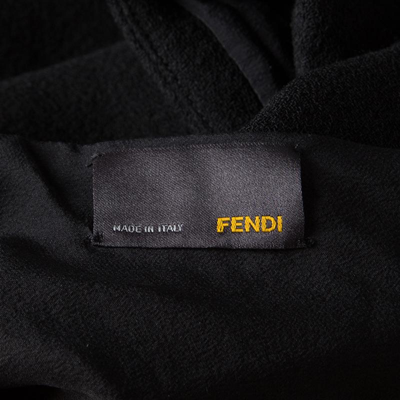 Women's Fendi Black Crepe Ruffle Detail Cold Shoulder Dress M
