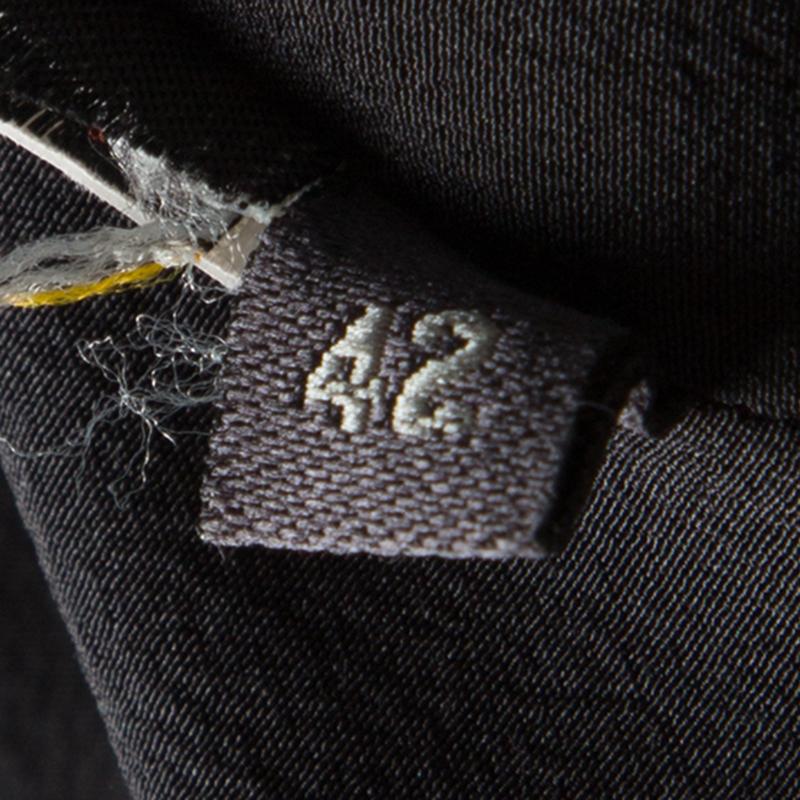 Fendi Black Crepe Ruffle Detail Cold Shoulder Dress M 1