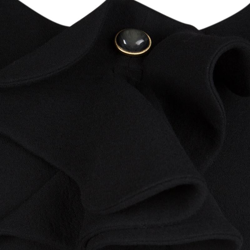 Fendi Black Crepe Ruffle Detail Cold Shoulder Dress M 2