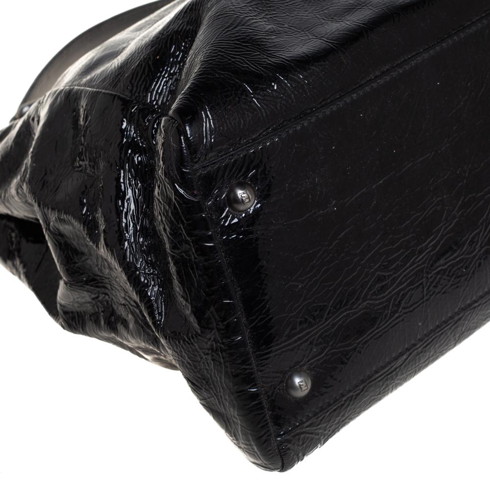 Fendi Black Crinkled Patent Leather Large Peekaboo Tote 6