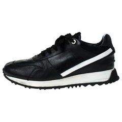 Used Fendi Black Croc Embossed Leather Sneakers Size 41