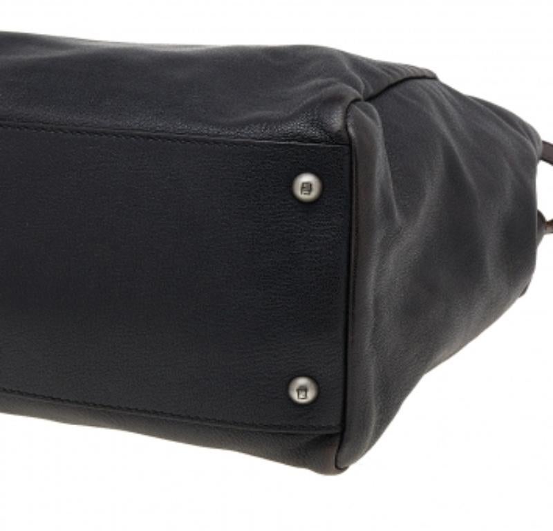Fendi Black/Dark Brown Leather Large Peekaboo Top Handle Bag For Sale 2
