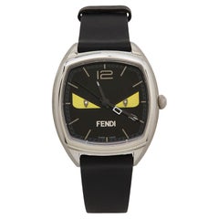 Fendi Montre-bracelet Memento Bugs Eye pour femme en acier inoxydable et diamants noirs 32 mm