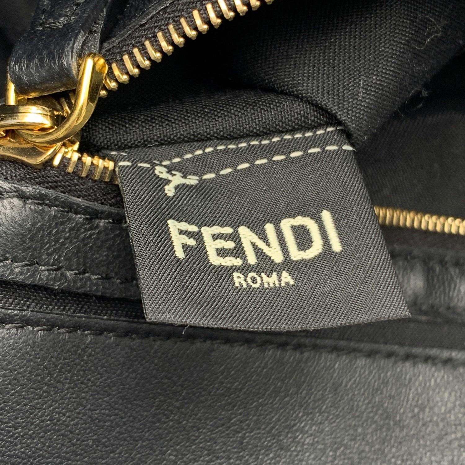 Fendi Black Embossed FF Logo Leather Baguette XL Shoulder Bag 6