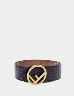Fendi Black Embossed Leather Belt