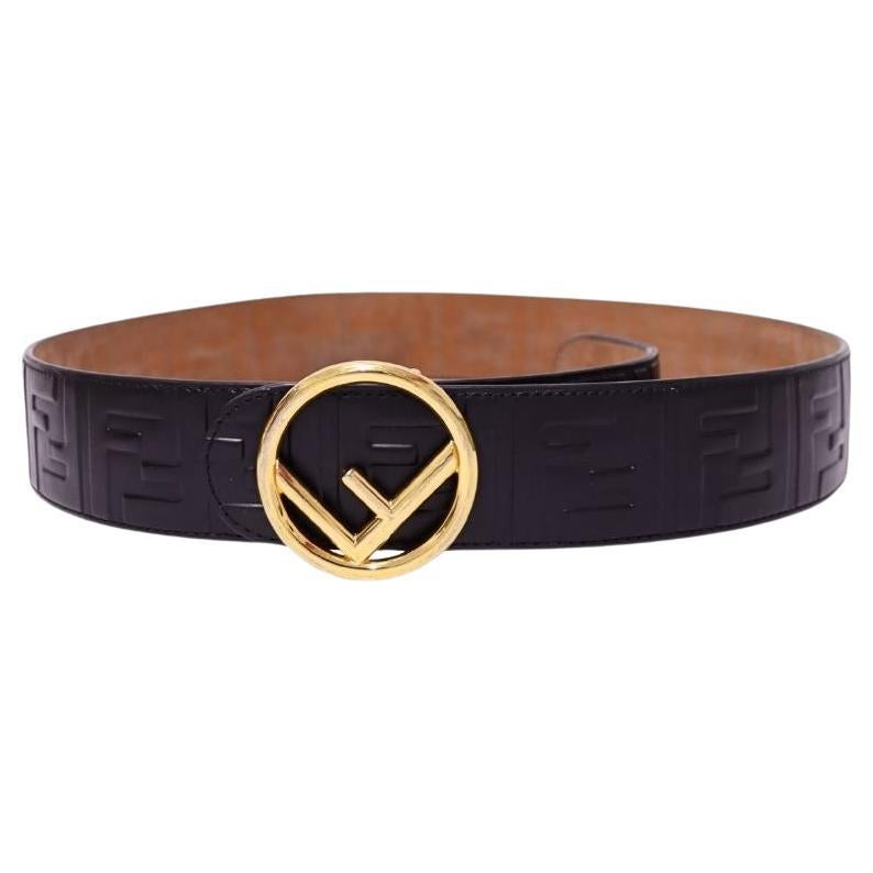 Fendi Black Embossed Leather Belt