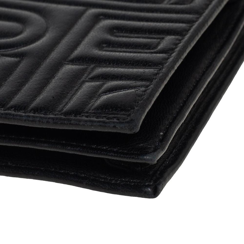 Fendi Black Embossed Logo Leather Wallet on Chain 1