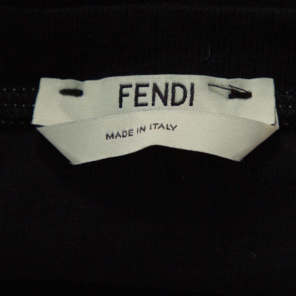 Fendi Black Embossed Logo Print Cotton Fendirama T-Shirt M 1
