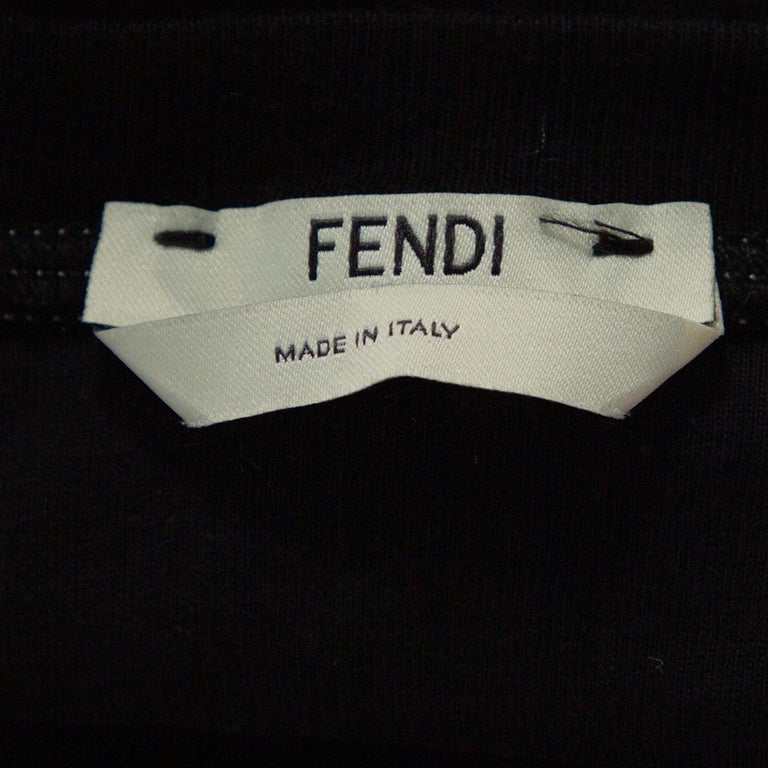 Fendi Black Embossed Logo Print Cotton Fendirama T-Shirt M at